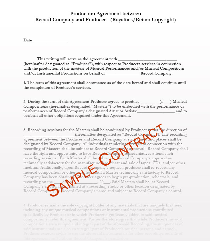 Music Producer Contract Templates Music Production Contracts between